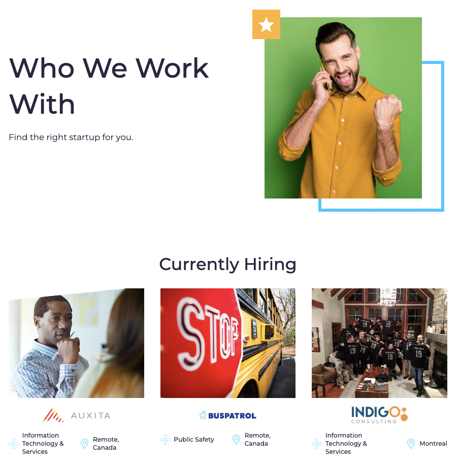 job board pivot + edge hiring startup startups who we work with find the right startup for you